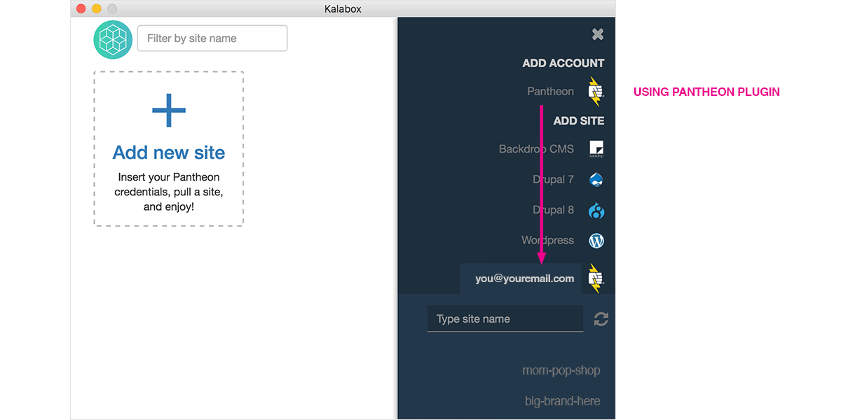 Kalabox GUI Pantheon Plugin