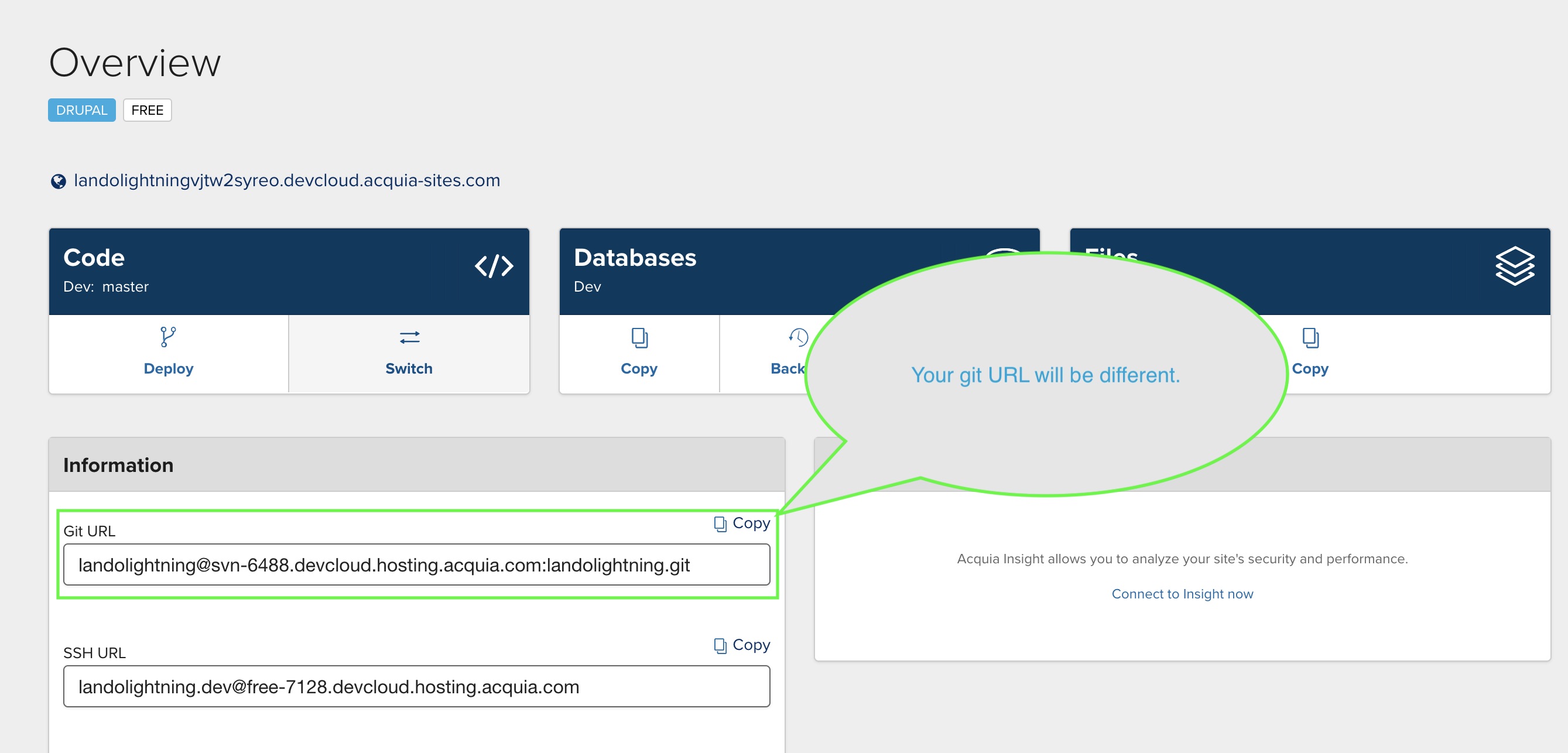 Acquia Cloud Dashboard Screenshot
